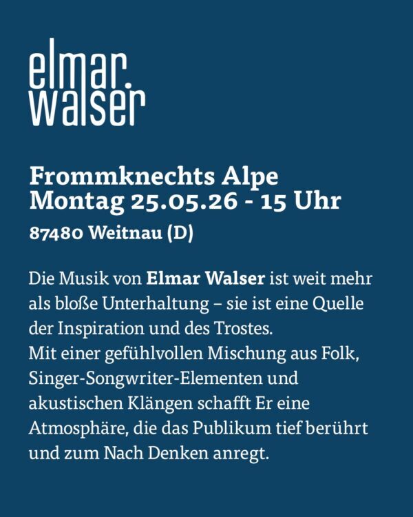 Kommenden Montag spiele ich auf der Frommknechts Alpe – mitten in der schönen Bergwelt, mit…